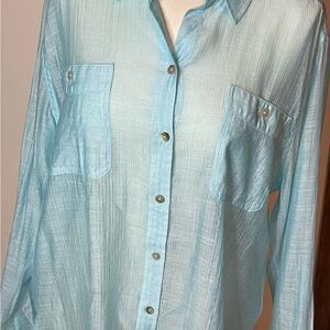 Chico's Aqua Button Down Shirt